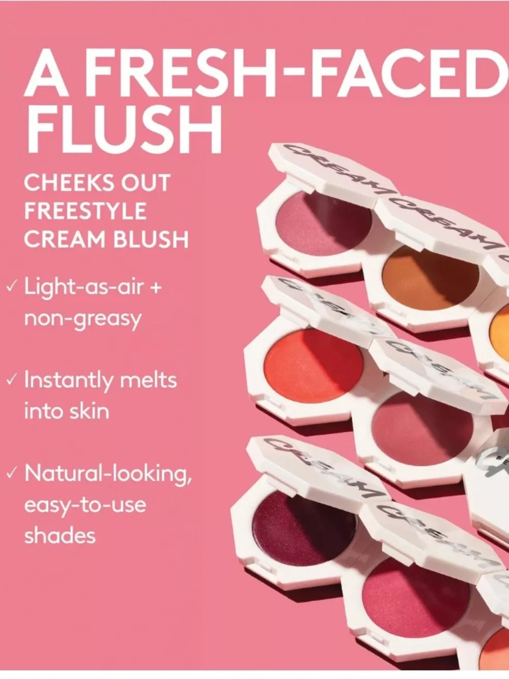 FENTY BEAUTY BY RIHANNA CHEEKS OUT FREESTYLE CREAM BLUSH;—02 PETAL POPPIN